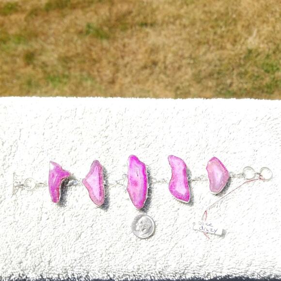 New Slice Crystal Druzy Sterling Silver Bracelet - Picture 7 of 8